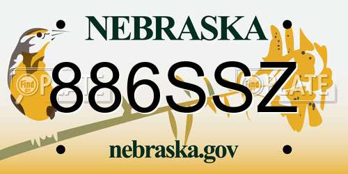 886SSZ Nebraska License Plate
