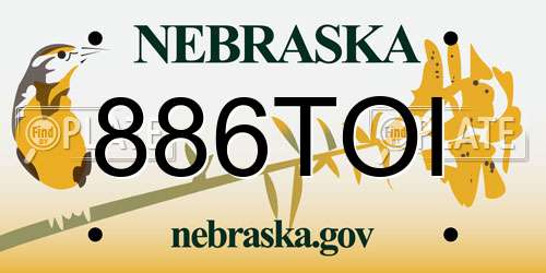 886TOI Nebraska License Plate