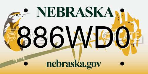 886WD0 Nebraska License Plate