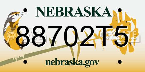 88702T5 Nebraska License Plate