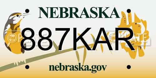 887KAR Nebraska License Plate