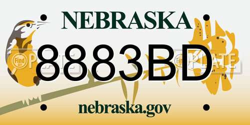 8883BD Nebraska License Plate