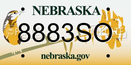 8883SO Nebraska License Plate
