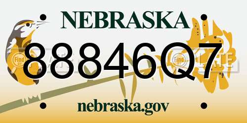 88846Q7 Nebraska License Plate