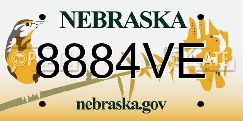 8884VE Nebraska License Plate