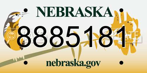 8885181 Nebraska License Plate