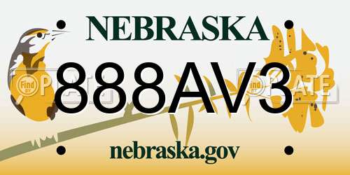 888AV3 Nebraska License Plate