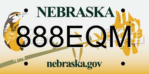 888EQM Nebraska License Plate