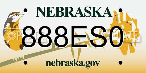 888ES0 Nebraska License Plate