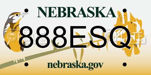 888ESQ Nebraska License Plate