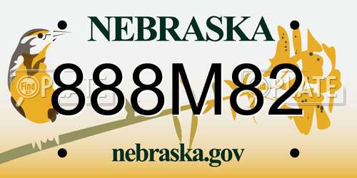 888M82 Nebraska License Plate