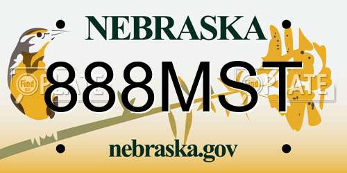 888MST Nebraska License Plate