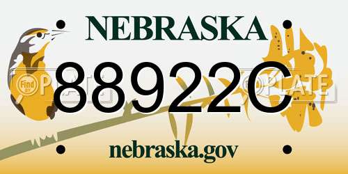 88922C Nebraska License Plate