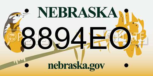 8894EO Nebraska License Plate