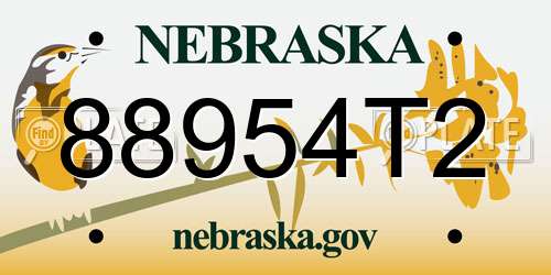 88954T2 Nebraska License Plate