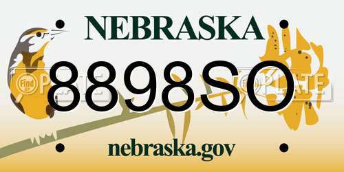 8898SO Nebraska License Plate
