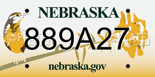 889A27 Nebraska License Plate