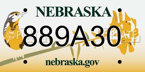 889A30 Nebraska License Plate