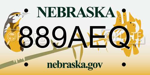 889AEQ Nebraska License Plate