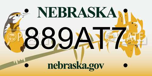 889AT7 Nebraska License Plate