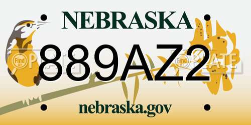 889AZ2 Nebraska License Plate