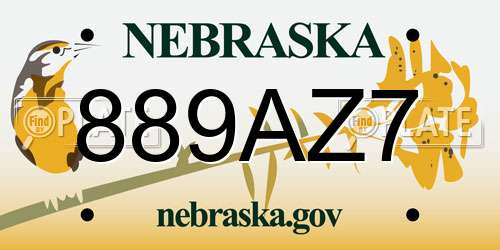 889AZ7 Nebraska License Plate