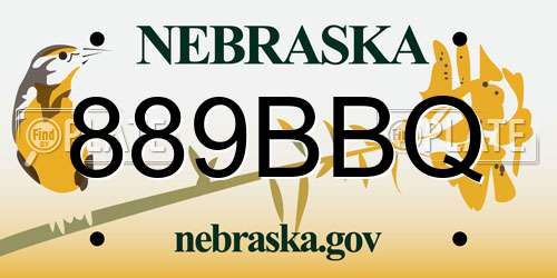 889BBQ Nebraska License Plate