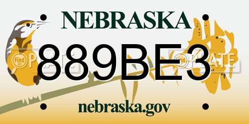889BE3 Nebraska License Plate
