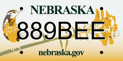 889BEE Nebraska License Plate