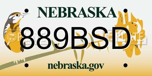 889BSD Nebraska License Plate