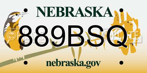 889BSQ Nebraska License Plate