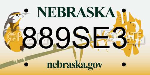 889SE3 Nebraska License Plate