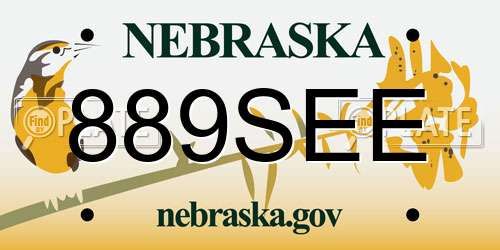 889SEE Nebraska License Plate