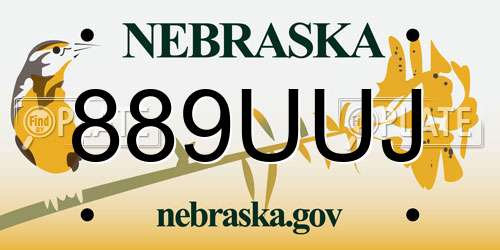 889UUJ Nebraska License Plate