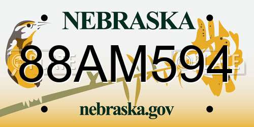 88AM594 Nebraska License Plate