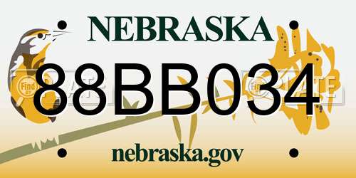 88BB034 Nebraska License Plate