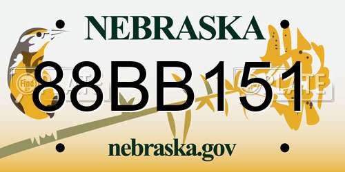 88BB151 Nebraska License Plate