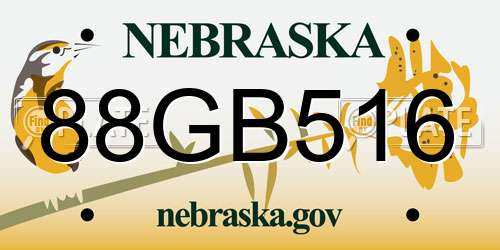88GB516 Nebraska License Plate