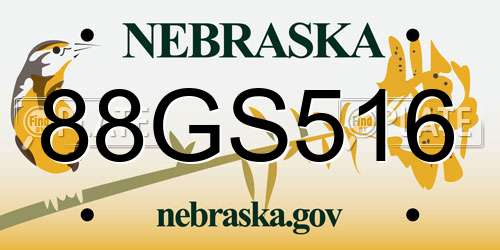 88GS516 Nebraska License Plate