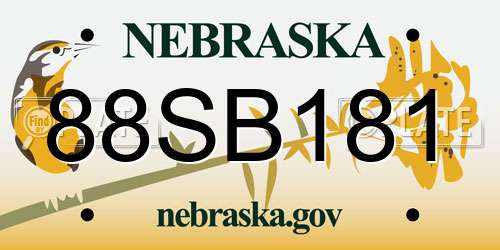 88SB181 Nebraska License Plate