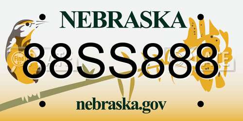 88SS888 Nebraska License Plate