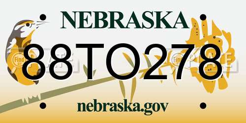 88TO278 Nebraska License Plate