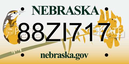 88ZI717 Nebraska License Plate