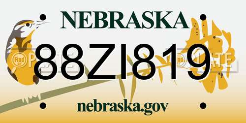 88ZI819 Nebraska License Plate