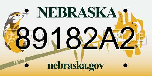 89182A2 Nebraska License Plate