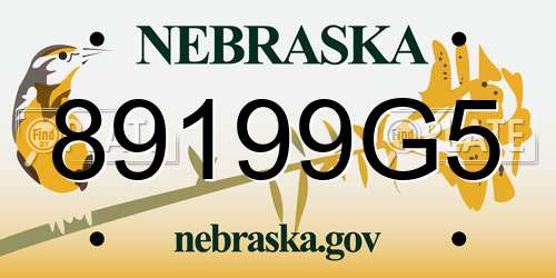 89199G5 Nebraska License Plate