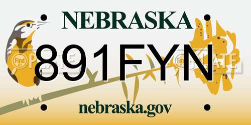891FYN Nebraska License Plate