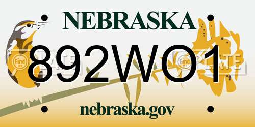 892WO1 Nebraska License Plate