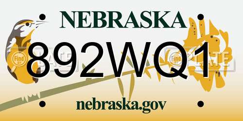 892WQ1 Nebraska License Plate