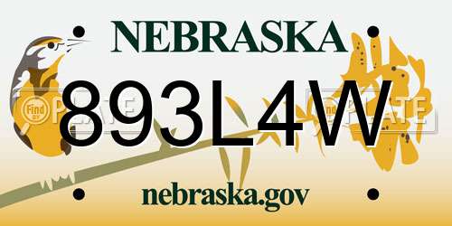 893L4W Nebraska License Plate